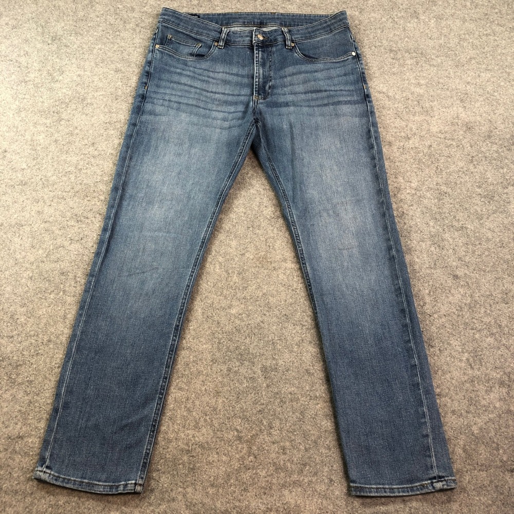Peter Millar Mens Crown Crafted Jeans 35x32 Stretch Slim Fit Medium Blue Denim